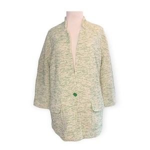 c Wonder Green White Tweed Blazer Women’s Jacket Size‎ 2 New!
